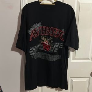 AVIREX T-Shirt with Red and Gold Stitched Print